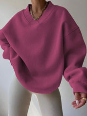Dames Minimalistische V-Neck Crewneck Sweater | Saffron