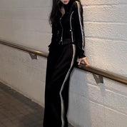 Dames Stijlvolle Sportieve Tweedelige Set met Wijde Broek en Vest met Rits | Desi