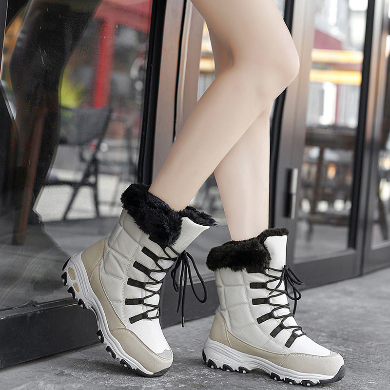 Dames Trendy Warme Winterboots met Zachte Voering en Veters | Ewalda