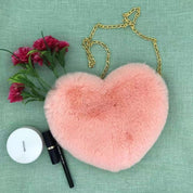 Dames Pluche Hart Crossbody Tas met Ketting Detail | Lexa