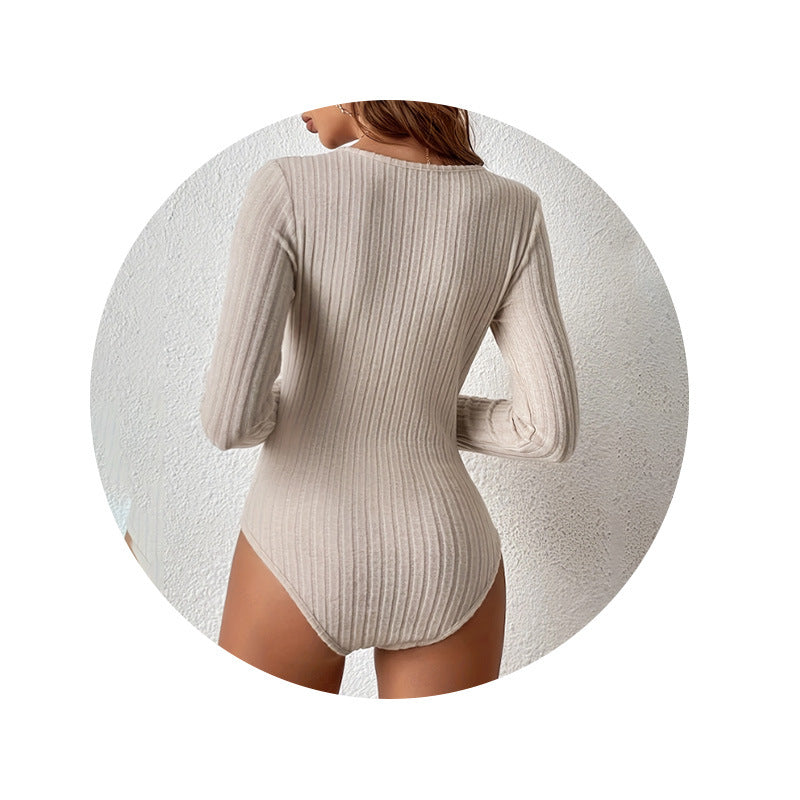 Dames Trendy Comfy Geribde Body met Vierkante Halslijn | Taralina