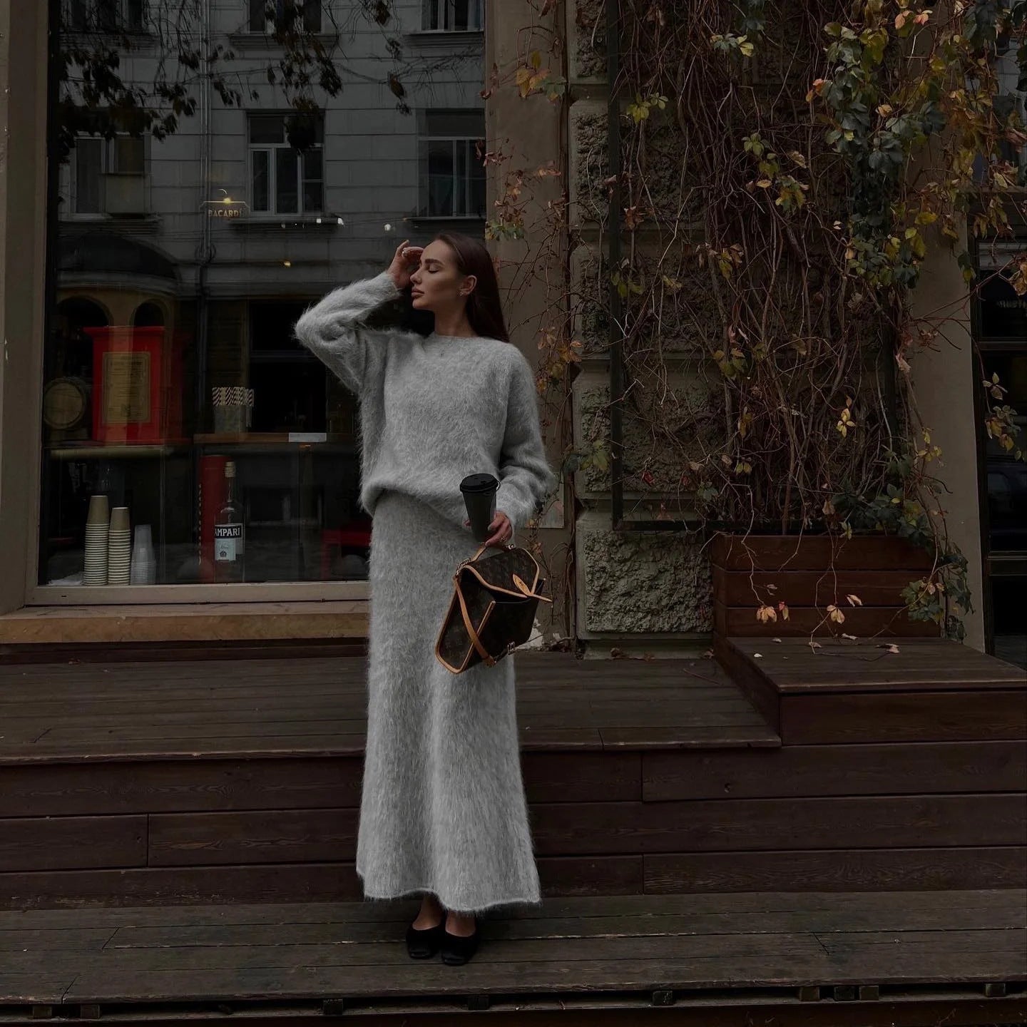 Dames Tweedelige Set met Zachte Trui en Lange Rok | Diva