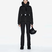 Dames Trendy Winddichte Gewatteerde Ski Jas met Ceintuur | Vara