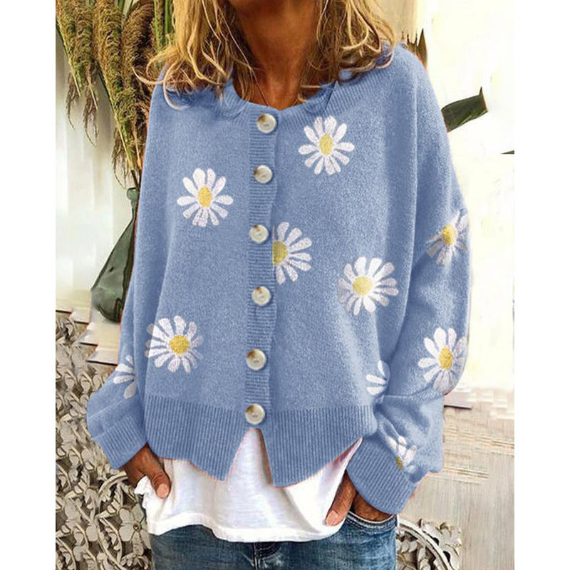 Dames Gebreid Vest met Bloemen | Roos