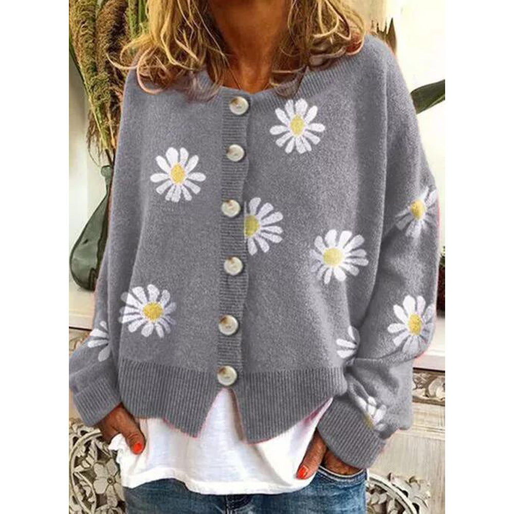 Dames Gebreid Vest met Bloemen | Roos