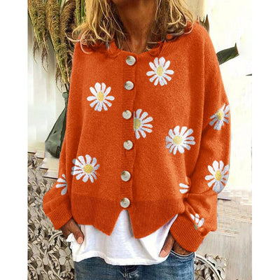 Dames Gebreid Vest met Bloemen | Roos