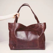 Dames Grote Leren Shopper van Gewaxt Faux Leer | Londra