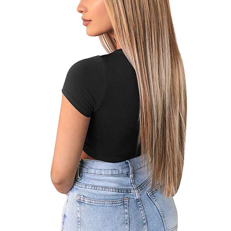 Dames Aansluitende Crop Top met V-hals en Trekkoord | Topanga