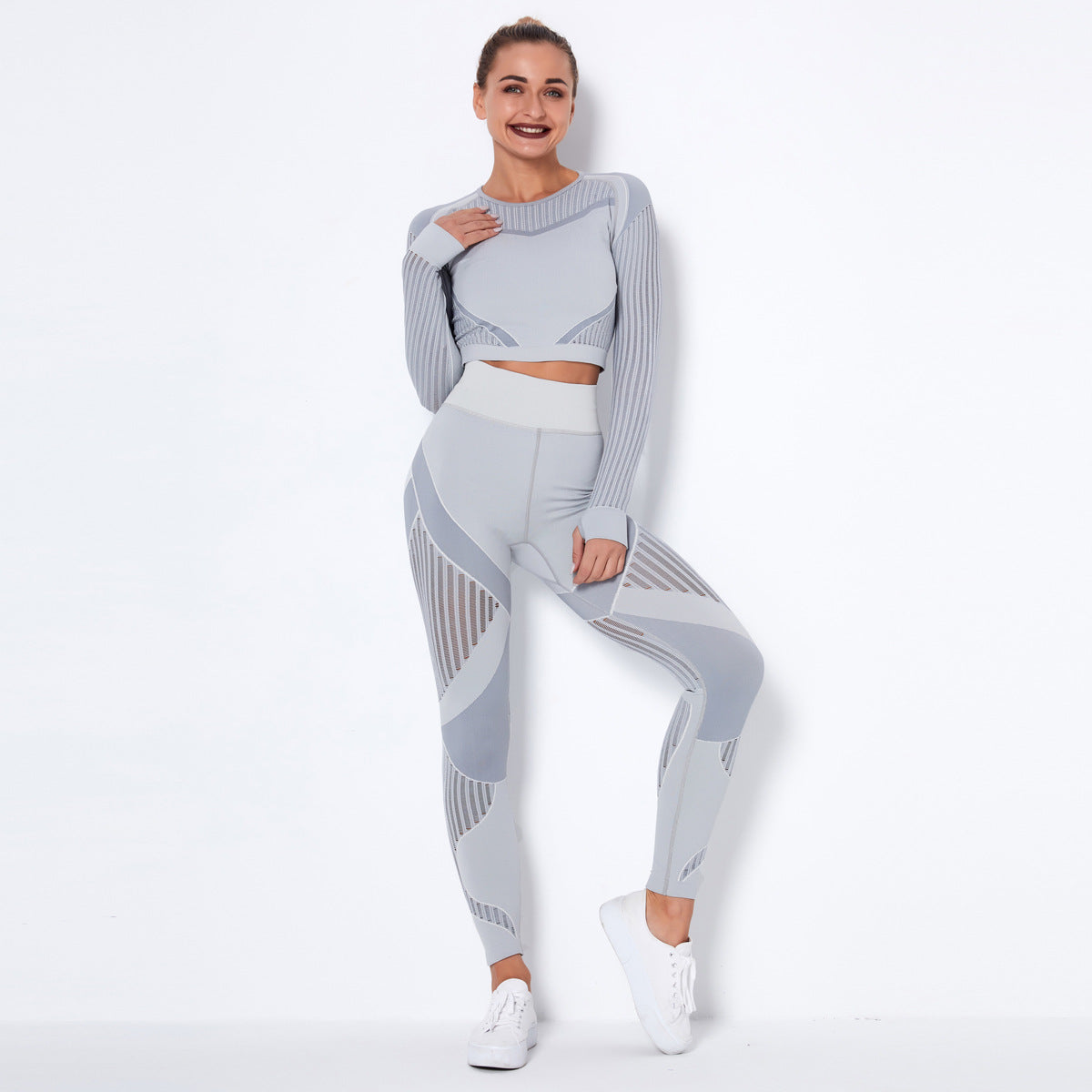 Dames Naadloze Yoga Set met Lange Mouwen | Dominique