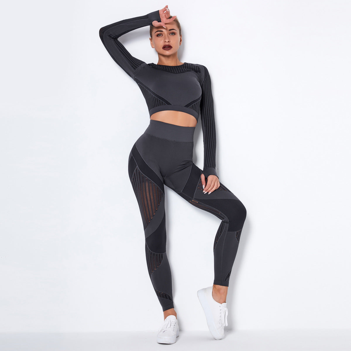 Dames Naadloze Yoga Set met Lange Mouwen | Dominique