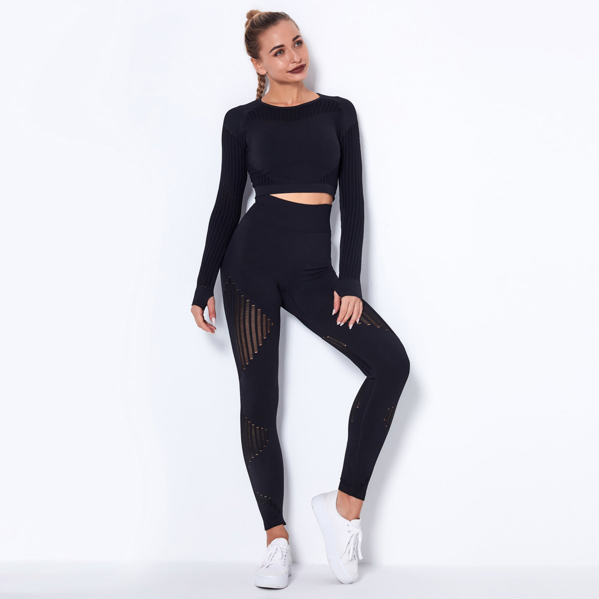 Dames Naadloze Yoga Set met Lange Mouwen | Dominique