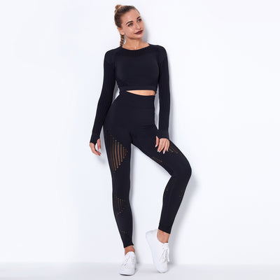 Dames Naadloze Yoga Set met Lange Mouwen | Dominique