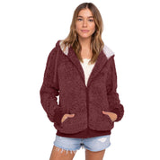 Dames Elegante Fleece Hoodie met Rits en Contrasterende Capuchon | Santana