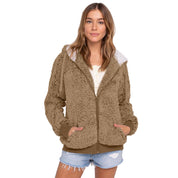 Dames Elegante Fleece Hoodie met Rits en Contrasterende Capuchon | Santana