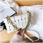 Dames Trendy Geweven Schoudertas met Gouden Ketting | Larosa