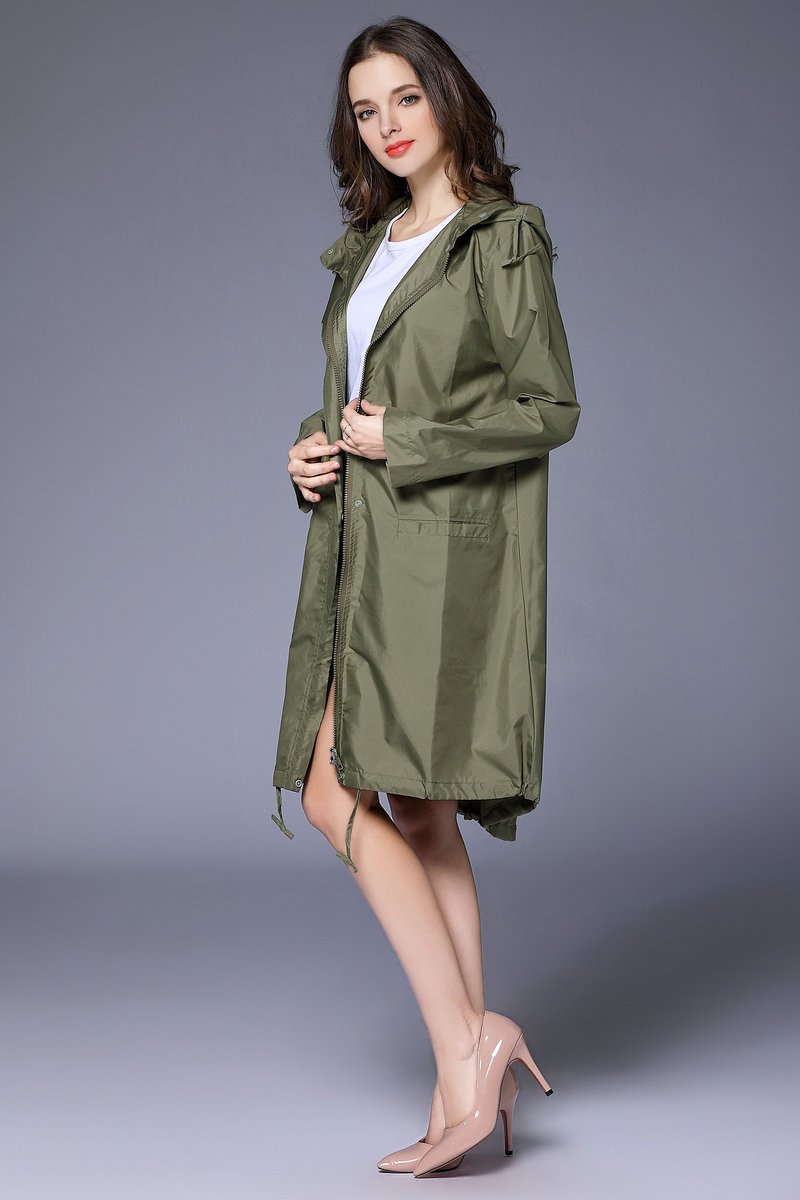 Dames Veelzijdige Basic Winddichte Regenjas met Trekkoord | Belarouze