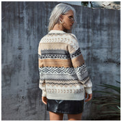 Dames Warme Trendy Gebreide Trui met Aztec Folklore Print | Rensy