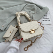 Dames Compacte Schoudertas met Ketting en Geplooide Handgreep | Ladeo