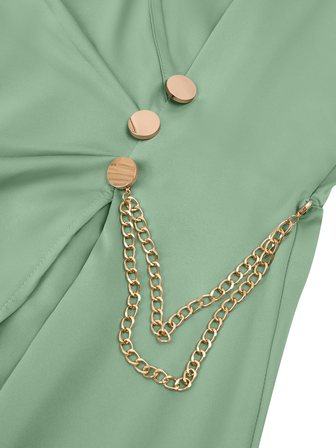 Dames Elegante Midi Jurk met V-hals, Tailleaccent en Ketting Detail | Neza