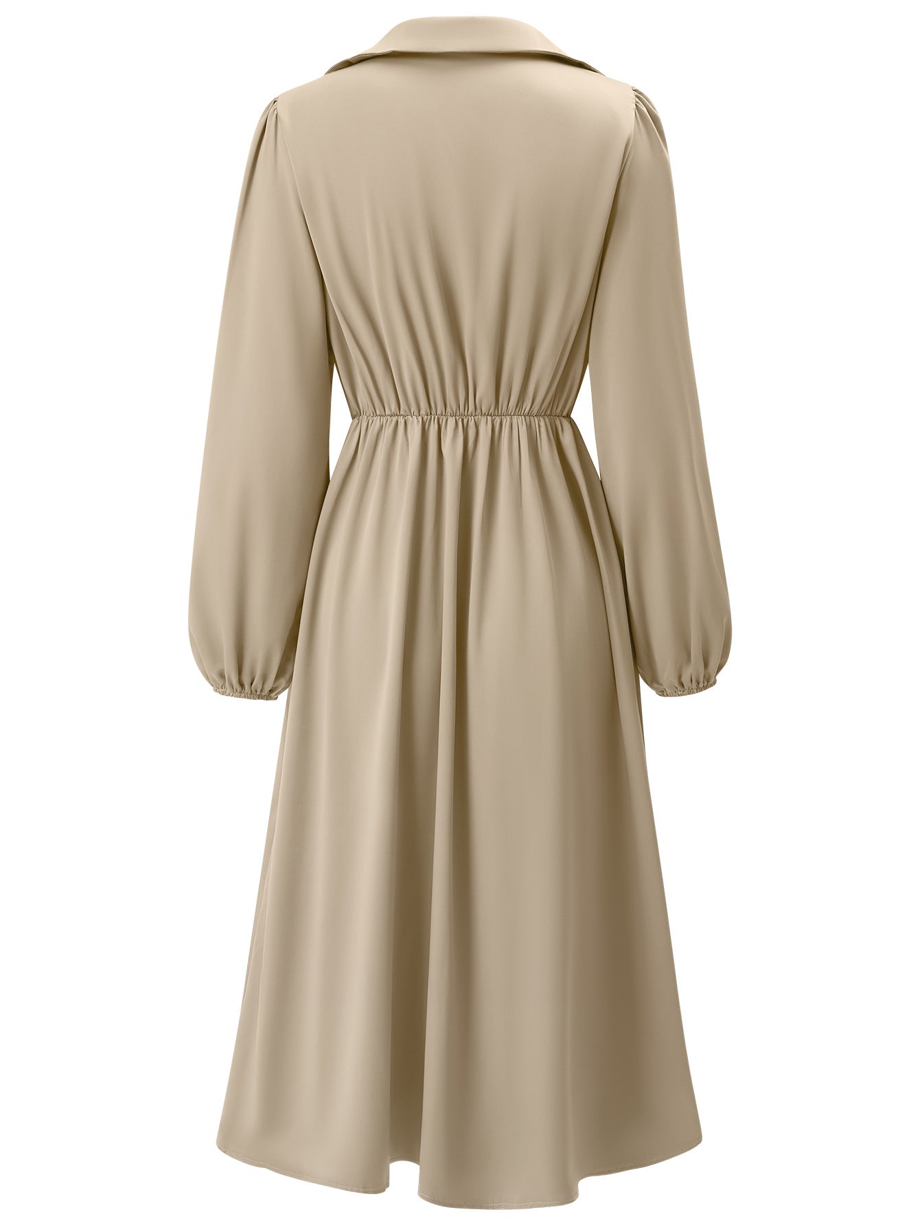 Dames Elegante Midi Jurk met V-hals, Tailleaccent en Ketting Detail | Neza