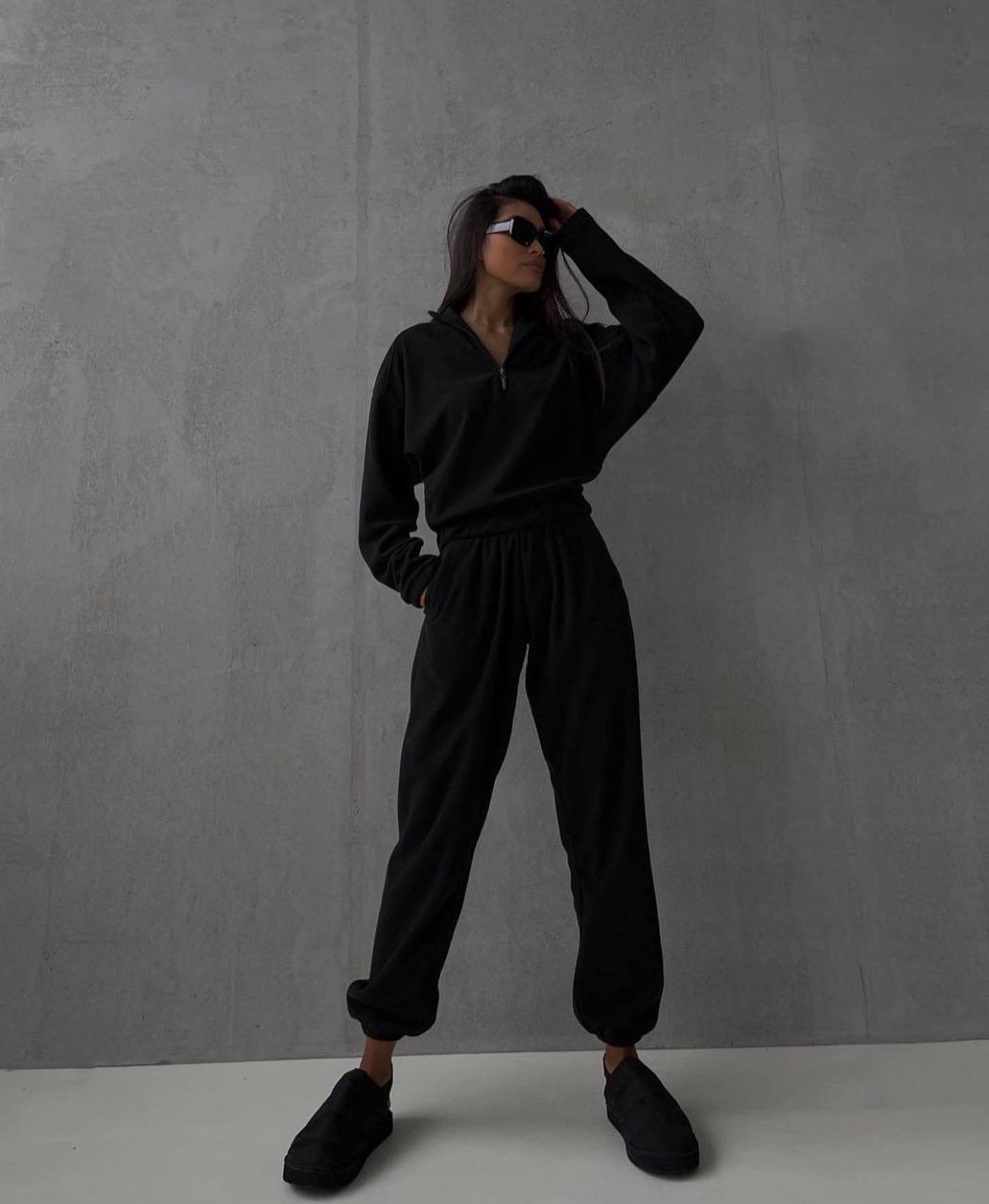 Dames Loungewear Joggingpak met Jogger en Sweater met Hoge Kraag en Rits | Doby