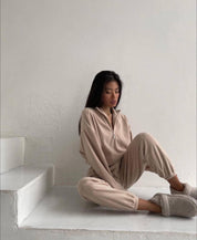 Dames Loungewear Joggingpak met Jogger en Sweater met Hoge Kraag en Rits | Doby