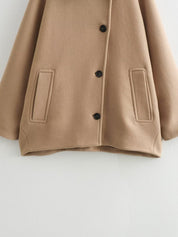 Dames Wijdvallende Trendy Wol Look Jas met Kraag en Knopen | Biara