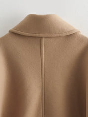 Dames Wijdvallende Trendy Wol Look Jas met Kraag en Knopen | Biara
