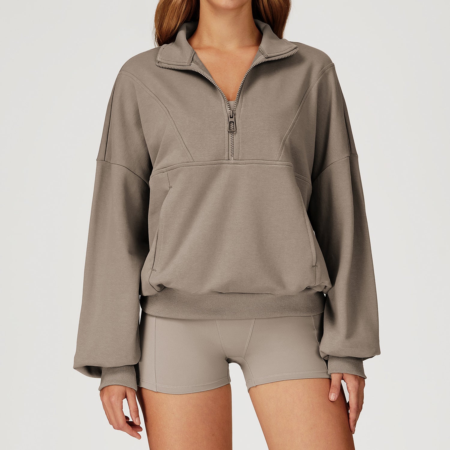 Dames Sportieve Comfortabele Sweatshirt met Halve Rits | Serelis