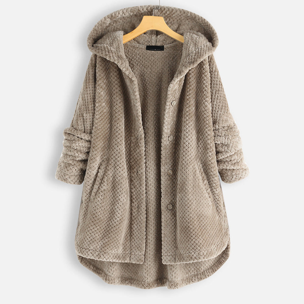 Zachte fleece badjas met capuchon | Fenna