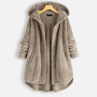 Zachte fleece badjas met capuchon | Fenna