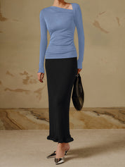Dames Asymmetrische Top met Lange Mouwen – Elegante Shirt Top | Thyana