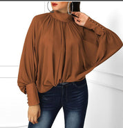 Dames Trendy Veelzijdige Luxe Blouse met Wijde Mouwen | Houwda