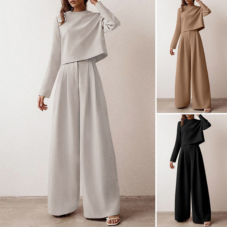 Dames Co-Ord Set met Wijde Broek en Lange Mouw Top | Devani