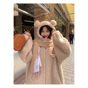 Dames Warme Trendy Teddy jas met berenoren | Boise