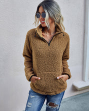 Dames Warme Veelzijdige Teddy Fleece Trui met Halve Rits | Samania