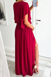Dames Elegante Maxi Jurk met V-hals en Strikceintuur | Nariva