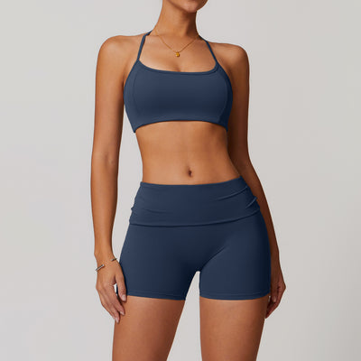 Dames Tweedelige Sneldrogend Naadloze Sportieve Yoga Set met Short en Top | Damila