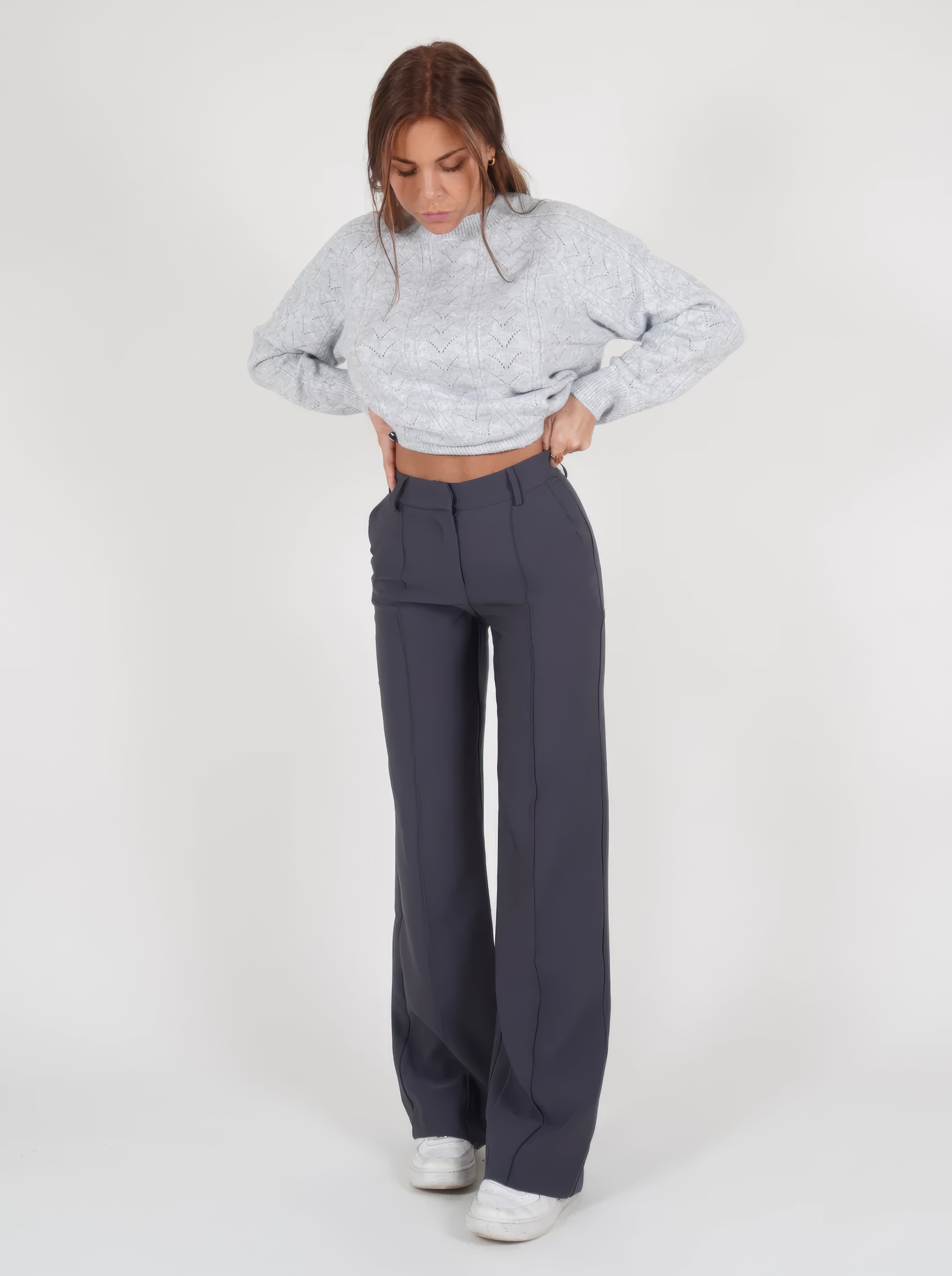 Dames Trendy Basic High-Waist Pantalon Met Rechte Pijpen | Alora