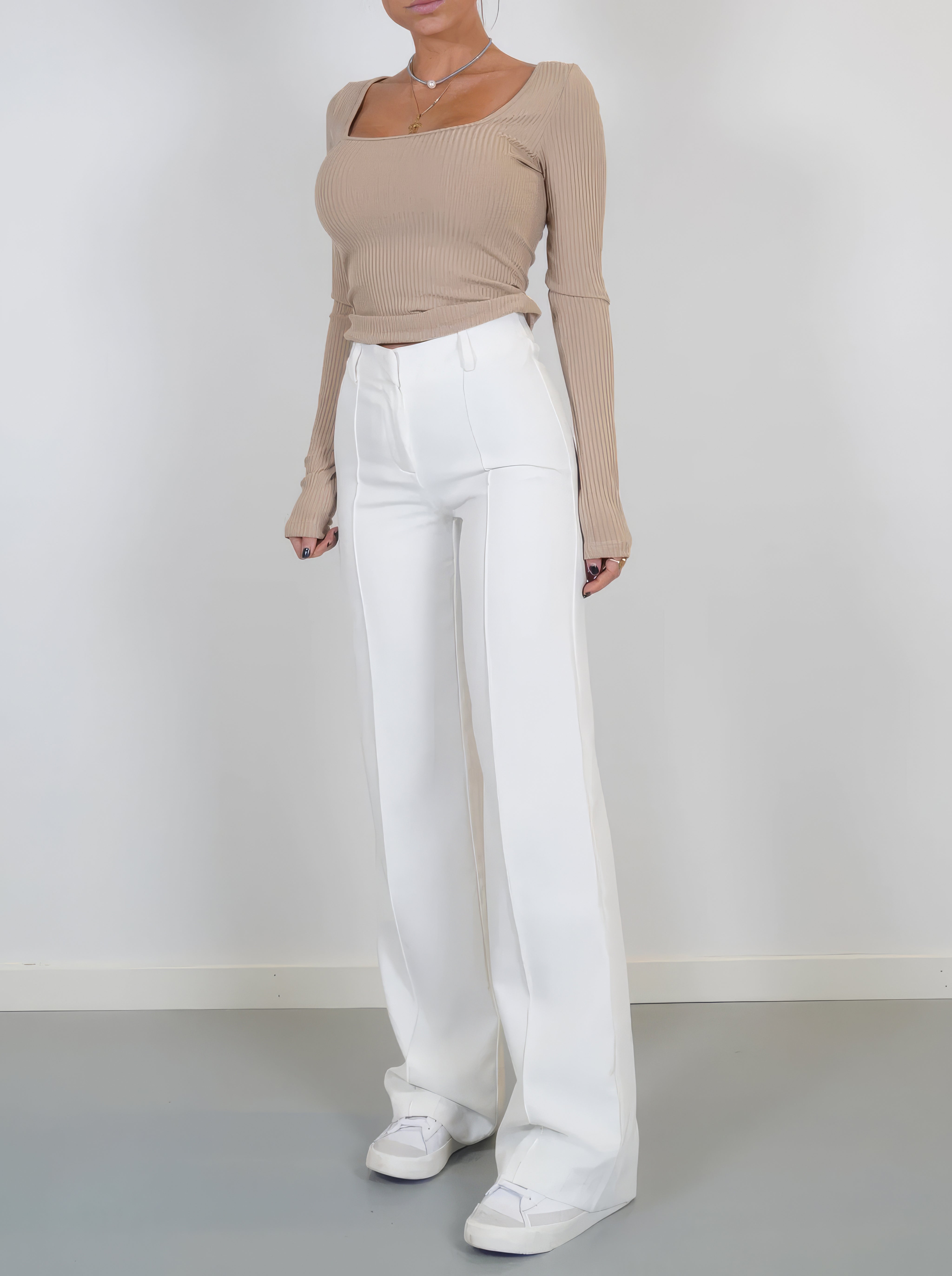 Dames Trendy Basic High-Waist Pantalon Met Rechte Pijpen | Alora