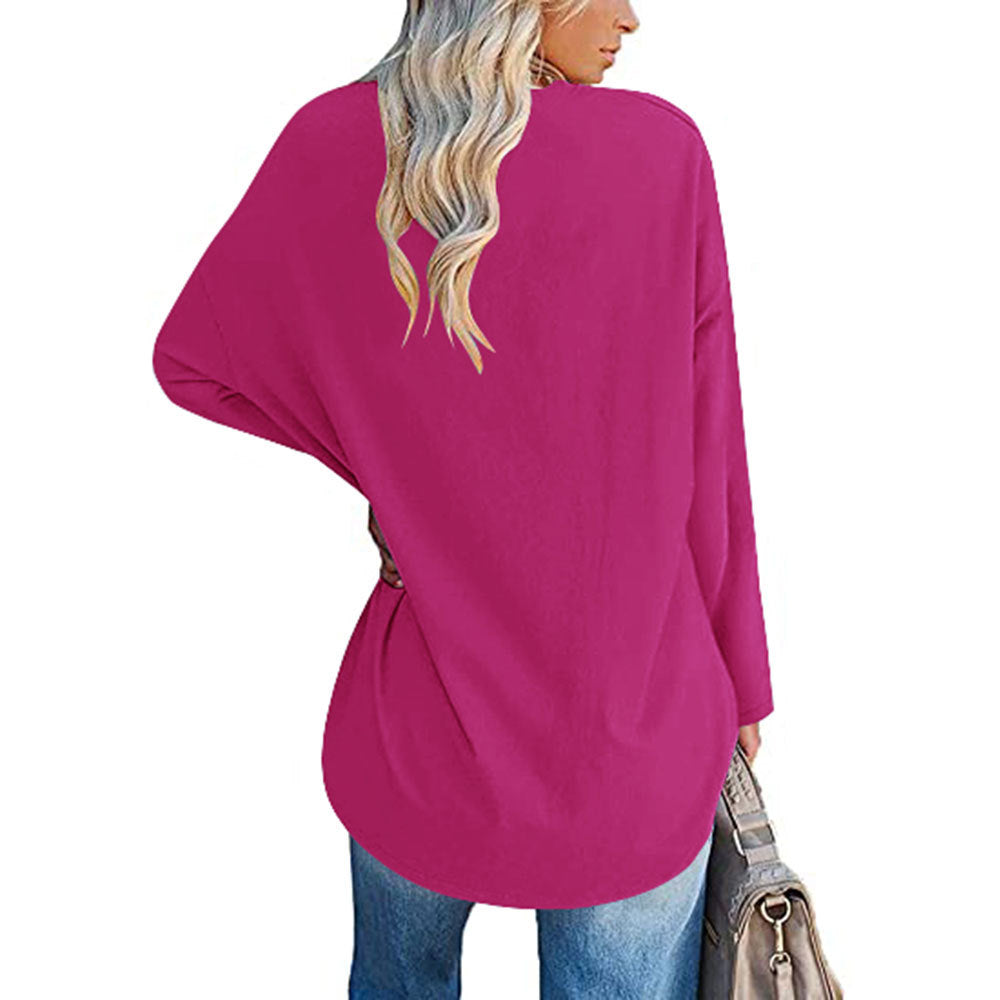Dames Casual Oversized T-shirt met V-hals en Lange Mouwen | Toba