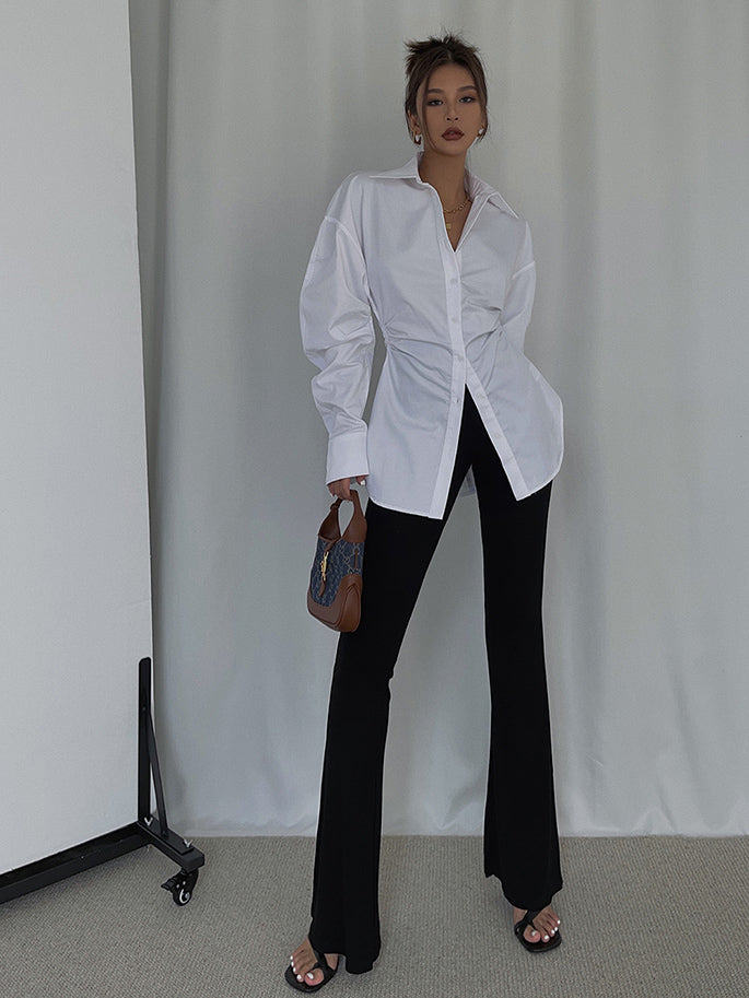 Dames Moderne Getailleerde katoenen blouse met kraag | Hazel