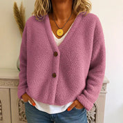 Dames Elegante Warme fleece Vest met V-hals en Knopen | Razina