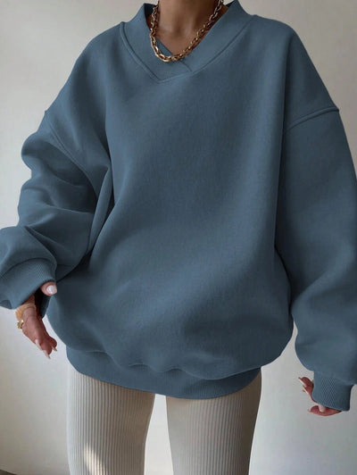 Dames Minimalistische V-Neck Crewneck Sweater | Saffron
