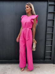 Dames Trendy Jumpsuit met Hoge Taille en Strikceintuur | Aveida