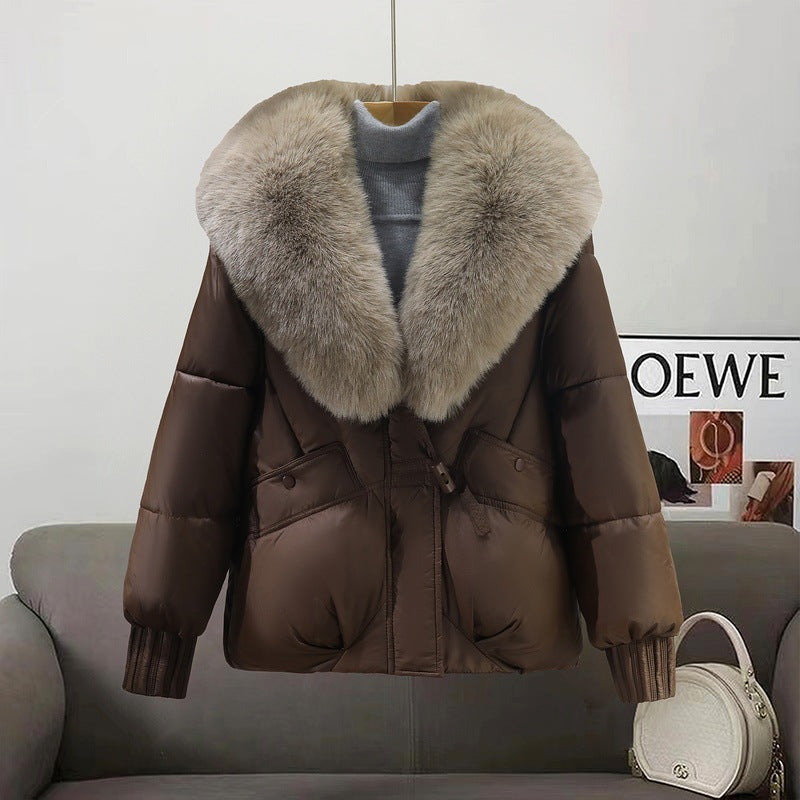 Dames Luxe Koreaanse Style Winterjas met Grote Imitatiebontkraag | Bousson