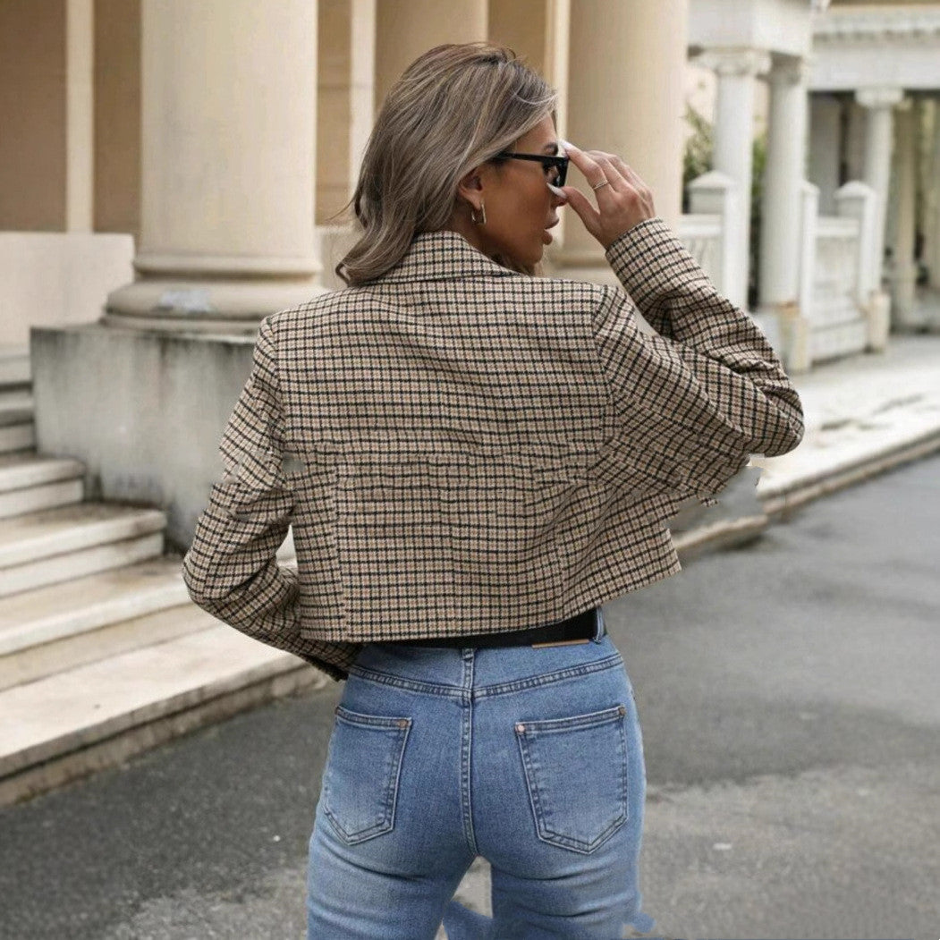 Dames Stijlvolle Trendy Geruite Cropped Blazer | Bethwyn