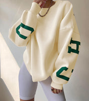 Dames Oversized Crewneck Sweater met Text Print | Selina