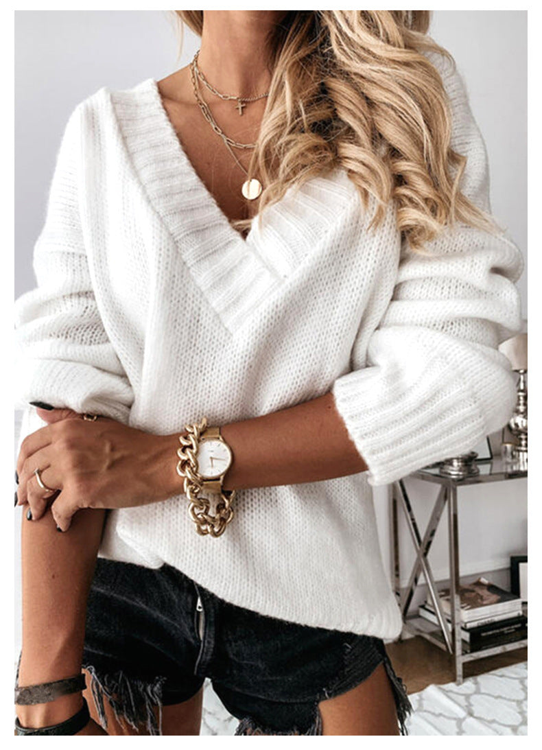 Dames Gebreide Trui met diepe V-Nek | Rosanna