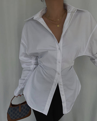 Dames Moderne Getailleerde katoenen blouse met kraag | Hazel